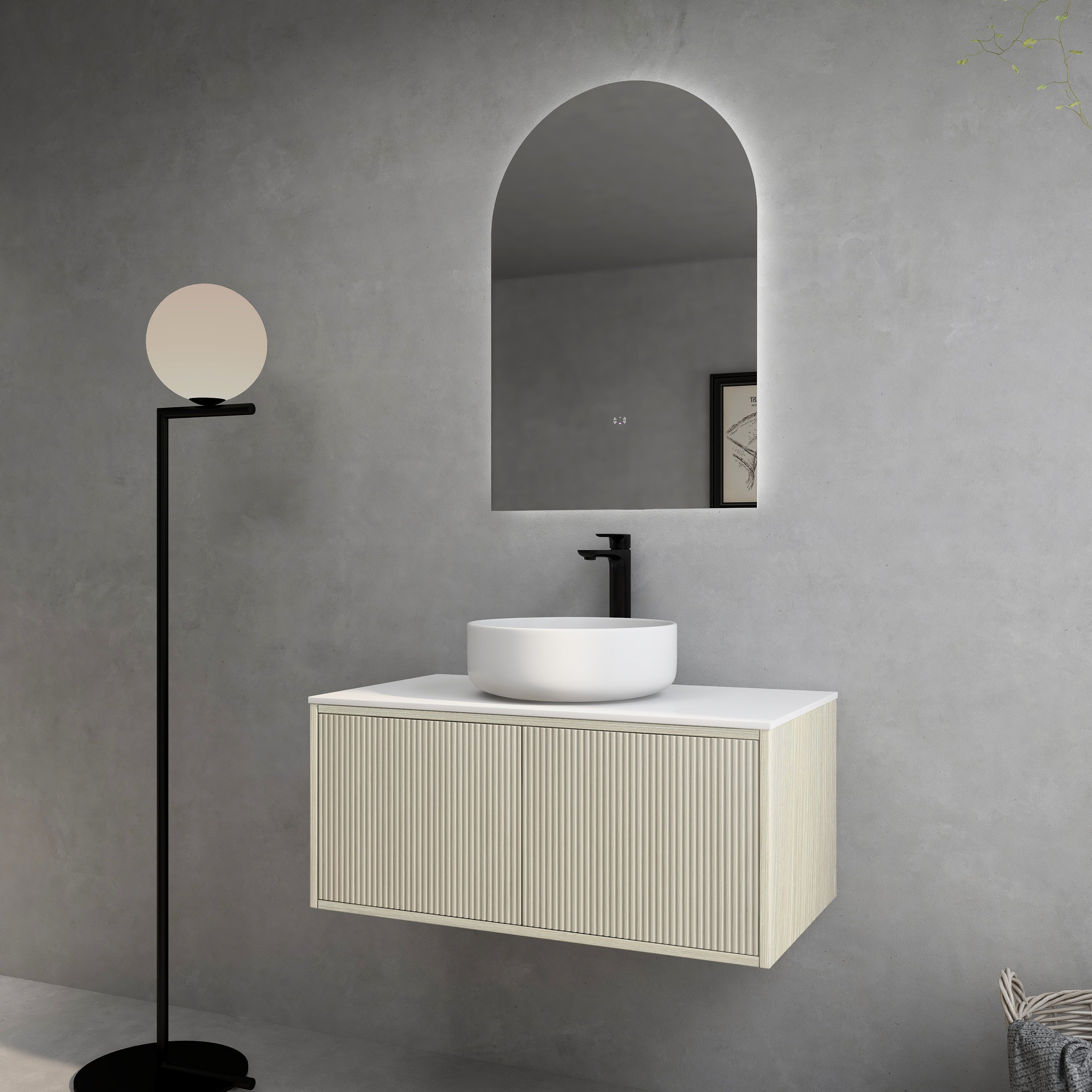 CETO BELLEVUE COASTAL OAK 900MM SINGLE BOWL WALL HUNG VANITY (AVAILABLE IN LEFT HAND DRAWER AND RIGHT HAND DRAWER)