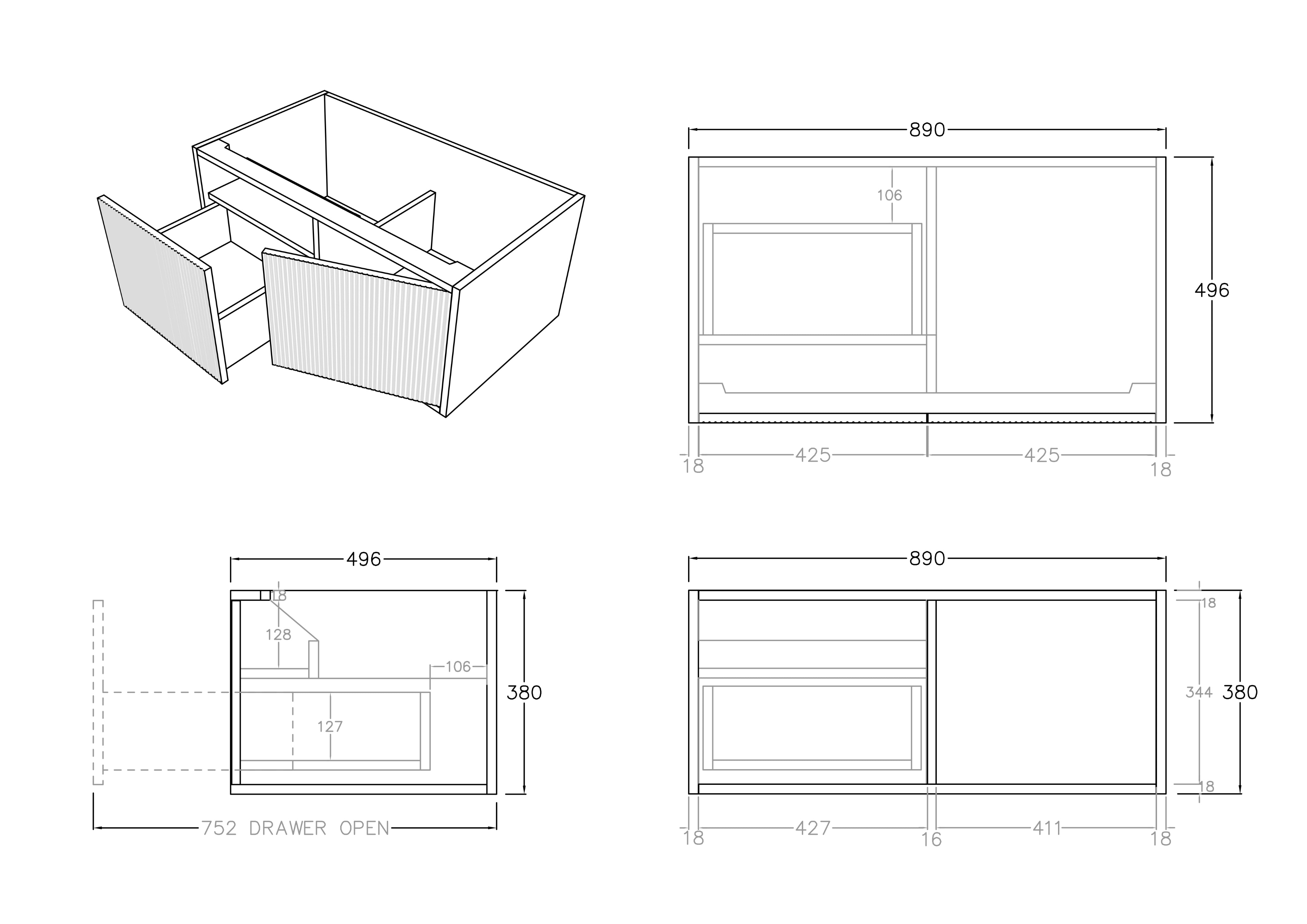 CETO BELLEVUE COASTAL OAK 900MM SINGLE BOWL WALL HUNG VANITY (AVAILABLE IN LEFT HAND DRAWER AND RIGHT HAND DRAWER)