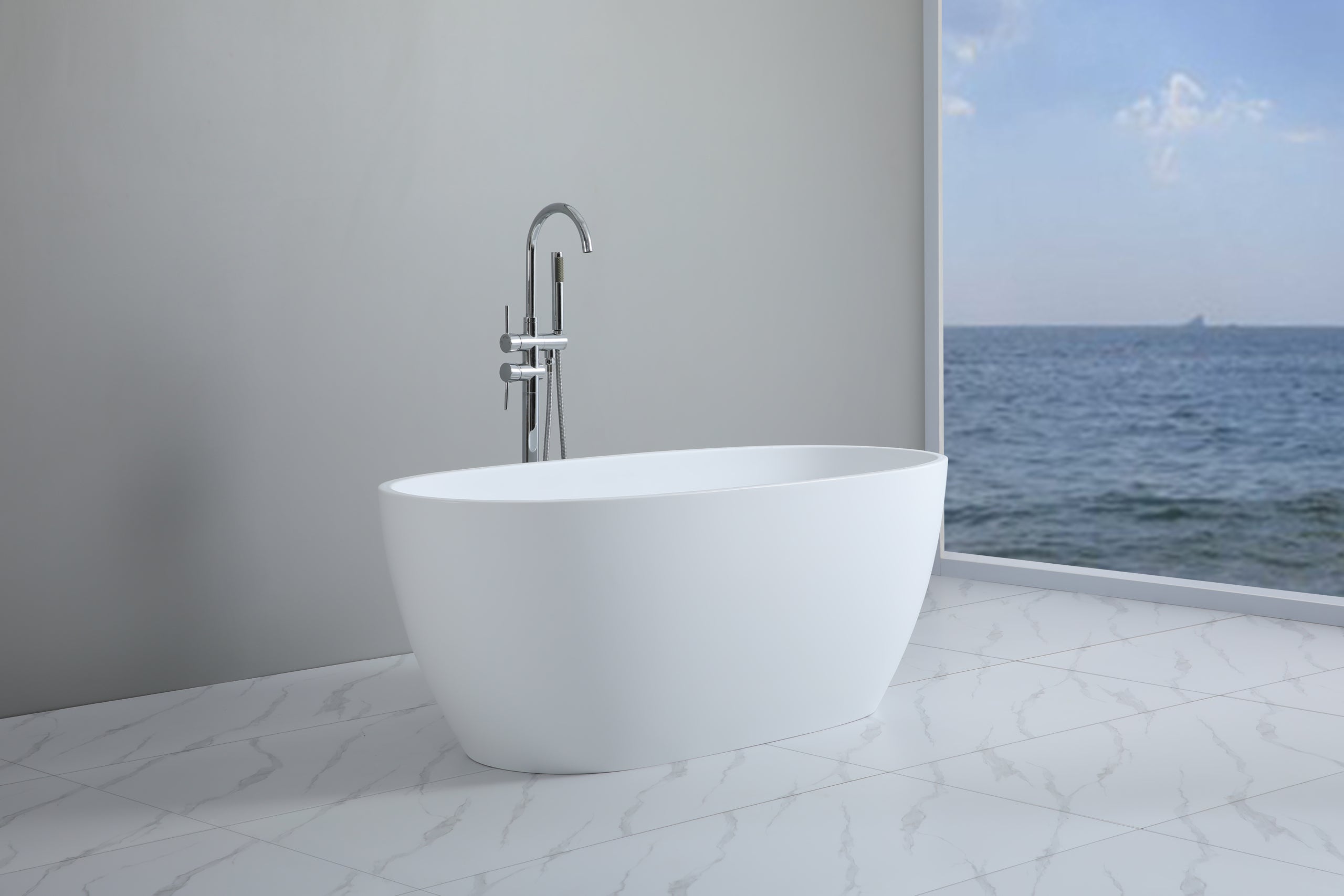 POSEIDON STELLA FREE STANDING BATHTUB GLOSS WHITE (AVAILABLE IN 1500MM AND 1700MM)
