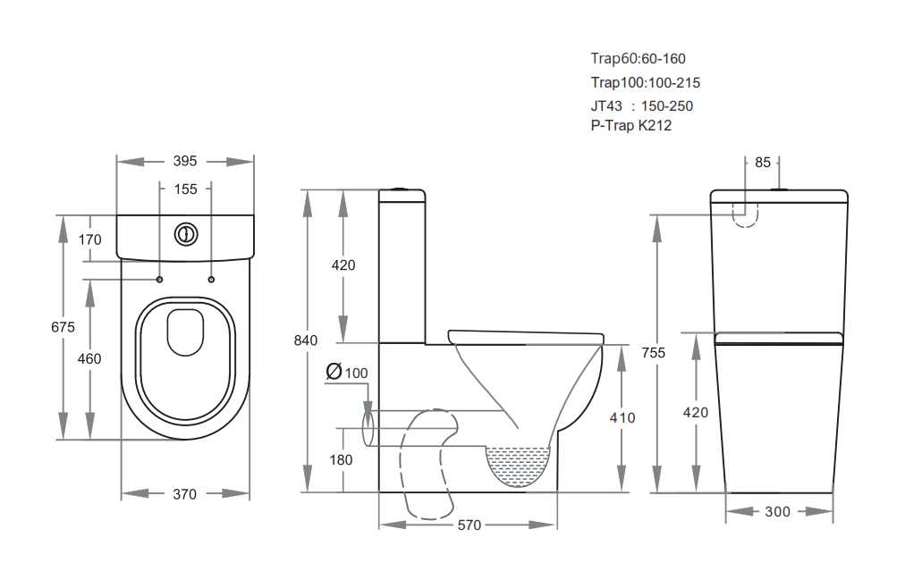 POSEIDON POLO BACK TO WALL TOILET SUITE GLOSS WHITE