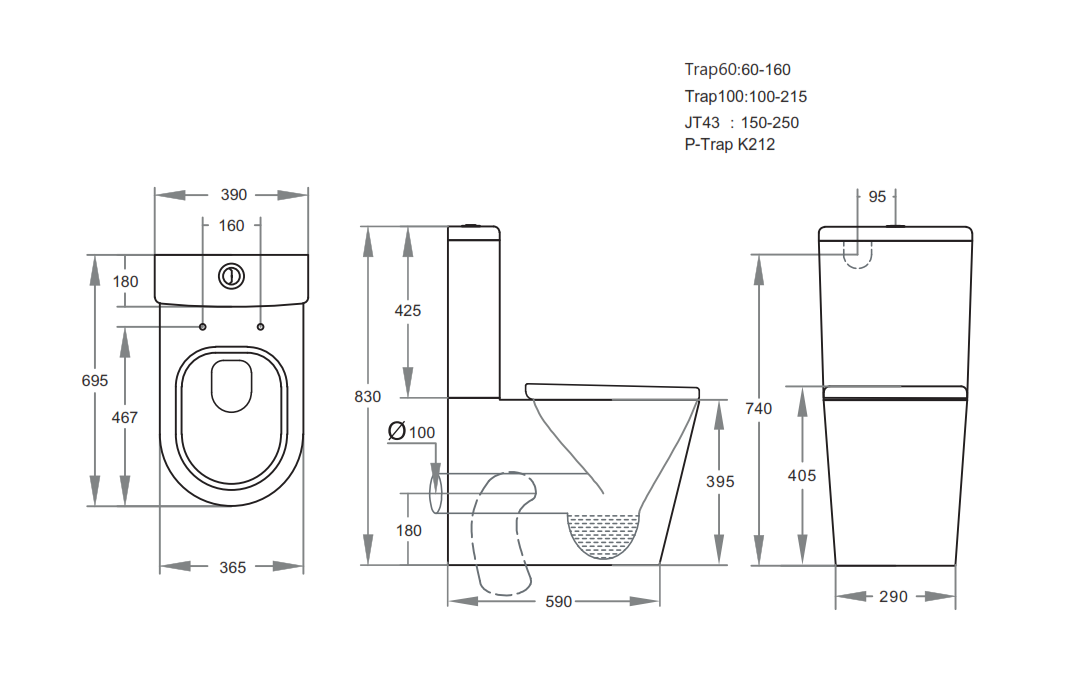 POSEIDON KASEY BACK TO WALL TOILET SUITE GLOSS BLACK