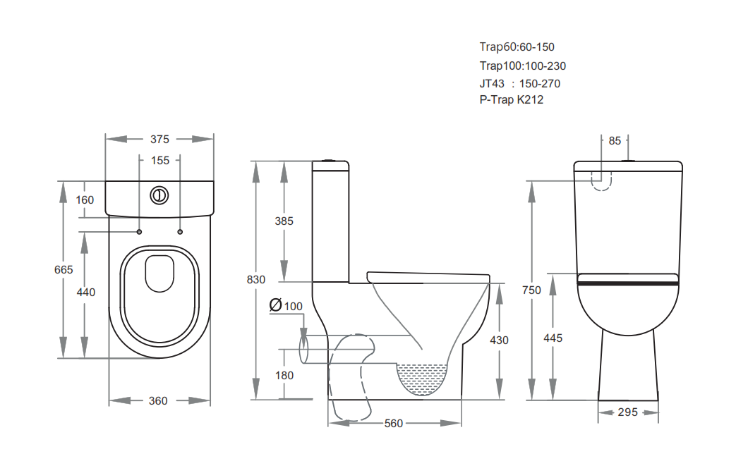 POSEIDON BELA SKEW TOILET SUITE GLOSS WHITE