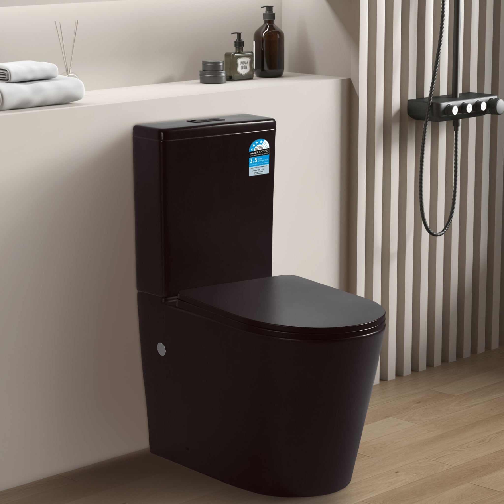 POSEIDON AVIS RIMLESS BACK TO WALL TOILET SUITE MATTE BLACK