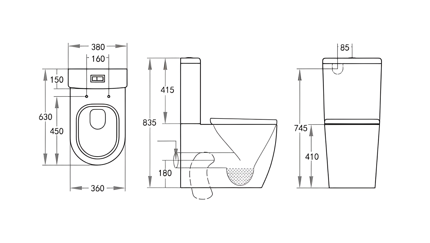 POSEIDON VEDA BTW TOILET SUITE GLOSS WHITE