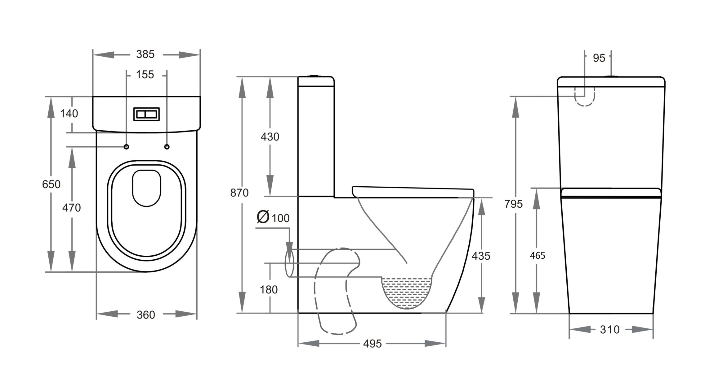 POSEIDON ELVERA BACK TO WALL TOILET SUITE GLOSS WHITE