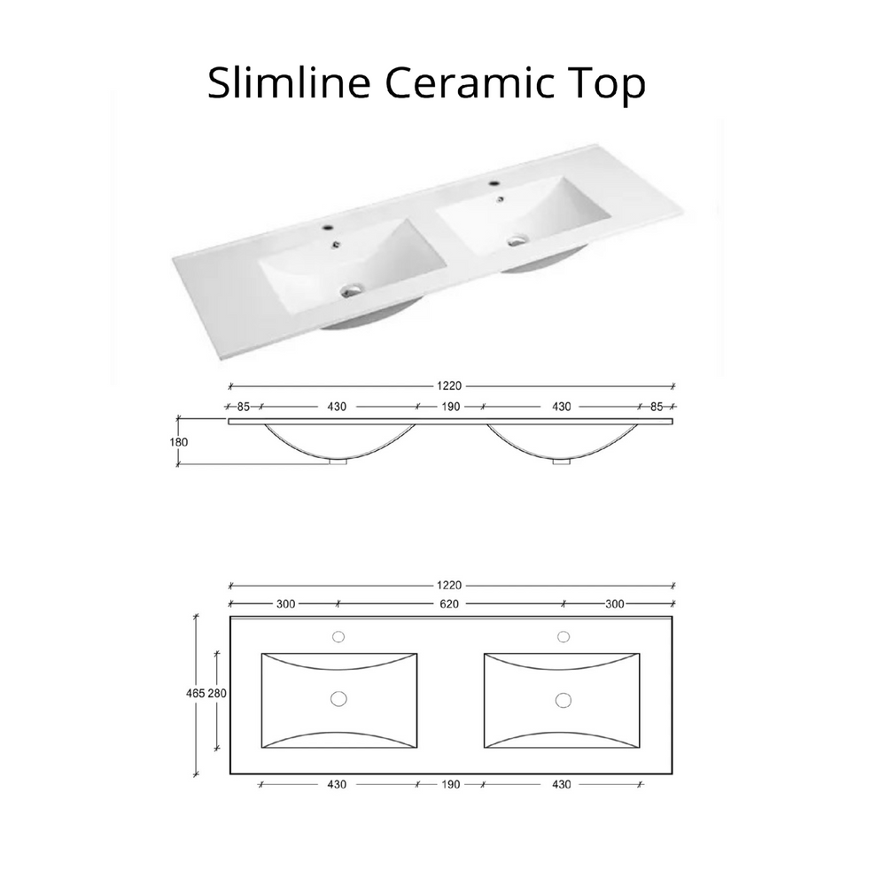 INFINITY KINGO MATTE BLACK 1200MM DOUBLE BOWL WALL HUNG VANITY