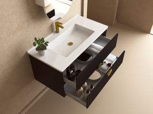 INFINITY KINGO MATTE BLACK 900MM SINGLE BOWL WALL HUNG VANITY