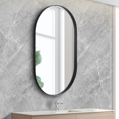 POSEIDON OLIVIA OVAL BLACK FRAMED MIRROR 450X900MM