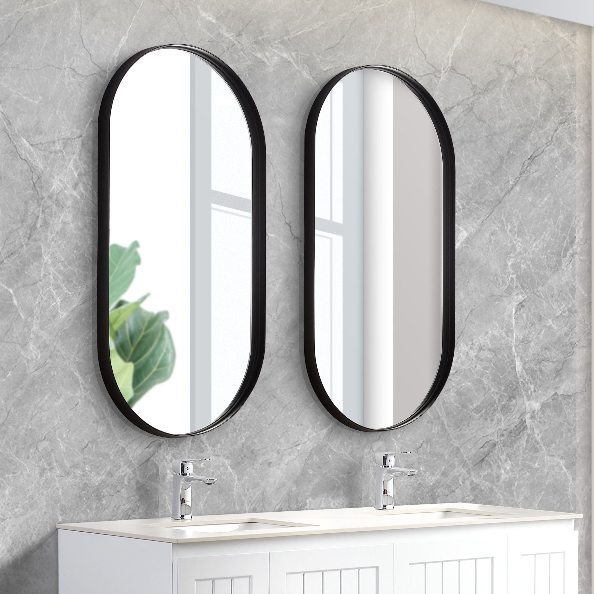 POSEIDON OLIVIA OVAL BLACK FRAMED MIRROR 450X900MM