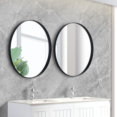 POSEIDON OLIVIA ROUND BLACK FRAMED MIRROR 600X600MM