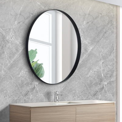 POSEIDON OLIVIA ROUND BLACK FRAMED MIRROR 800X800MM