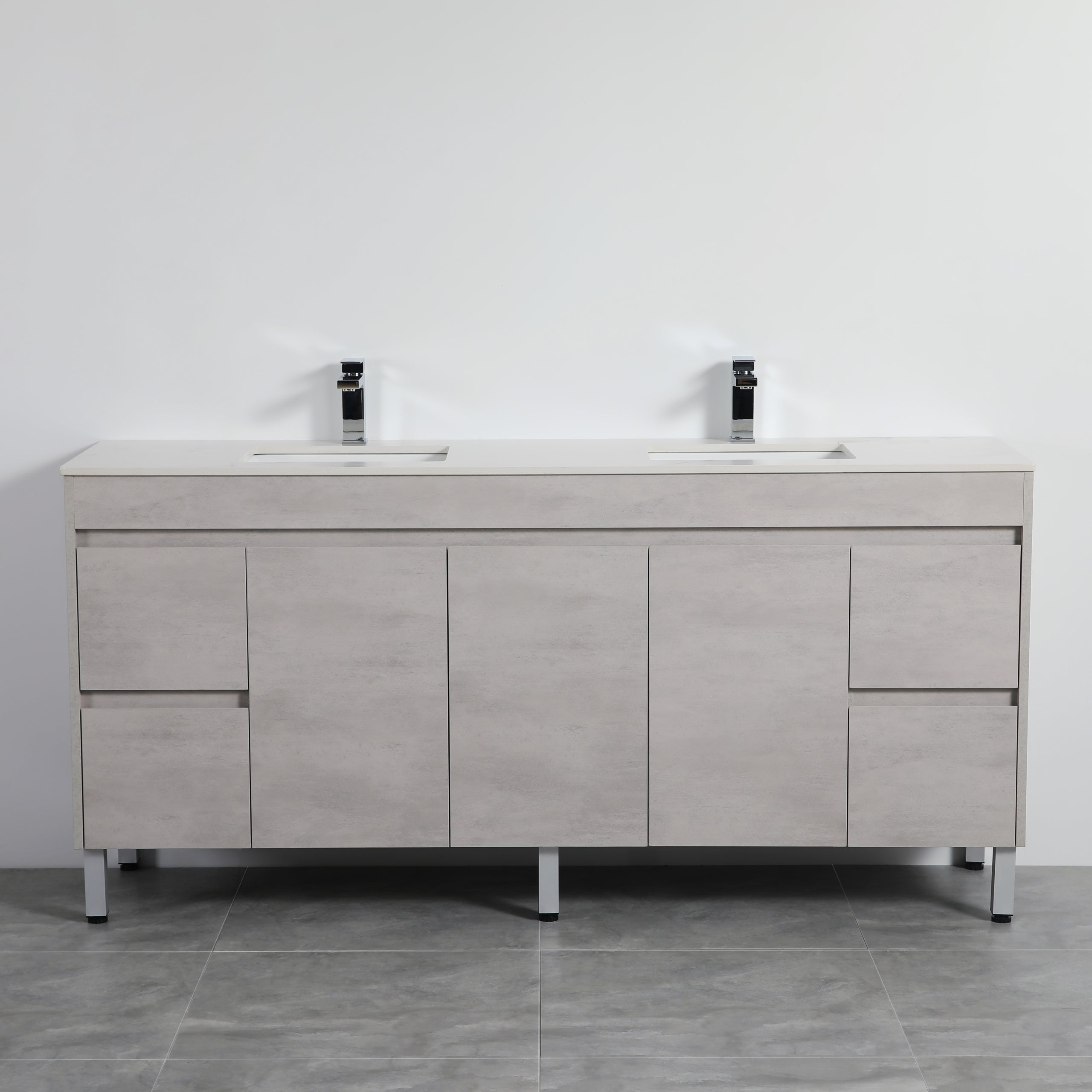 POSEIDON NOVA PLYWOOD CONCRETE GREY 1800MM FLOOR STANDING VANITY CABINET ONLY