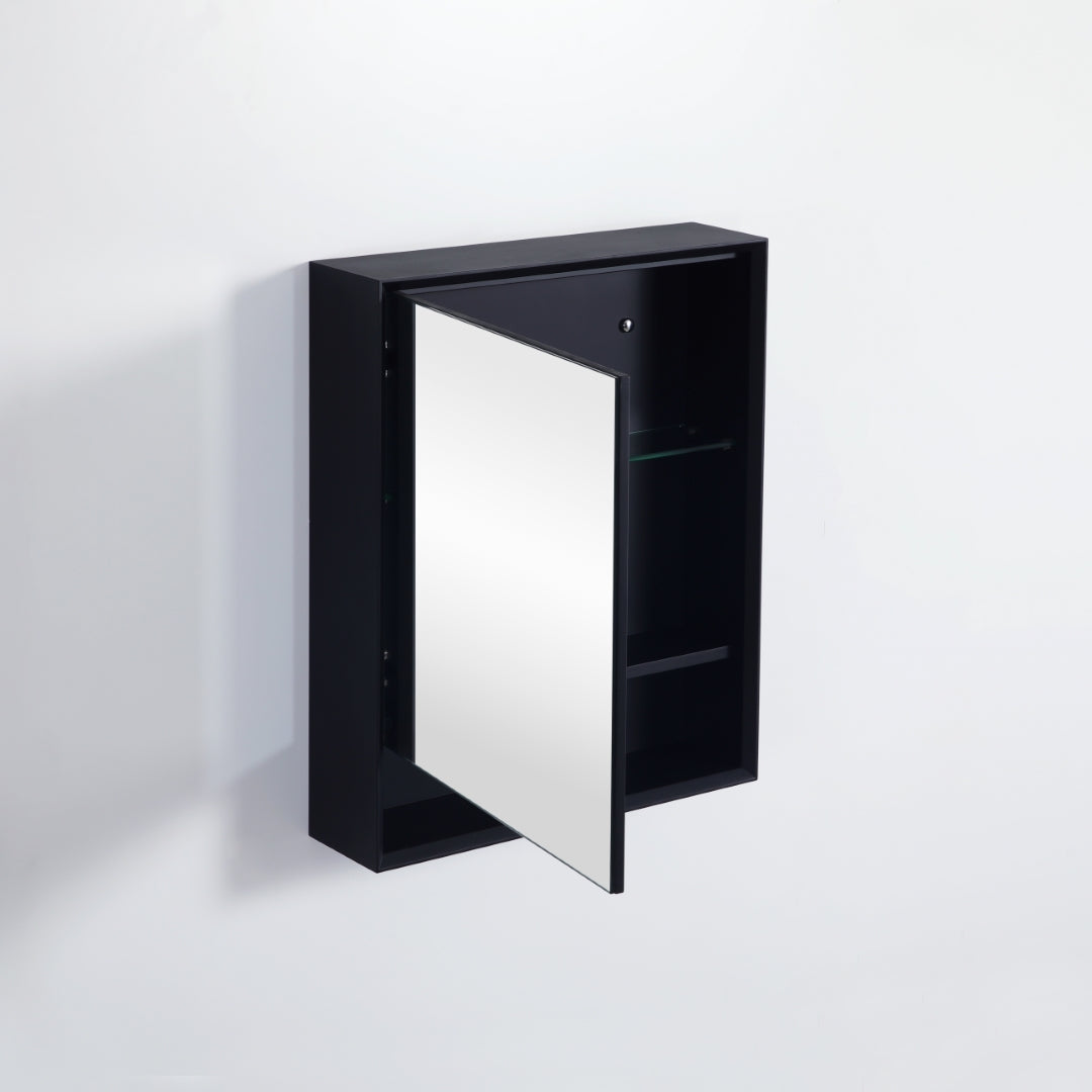 POSEIDON PETRA MATTE BLACK SHAVING CABINET 600X750MM