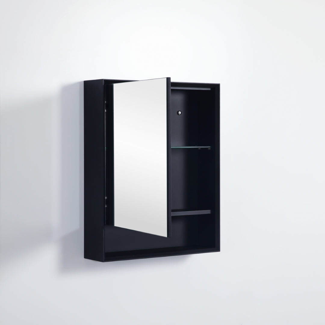 POSEIDON PETRA MATTE BLACK SHAVING CABINET 600X750MM