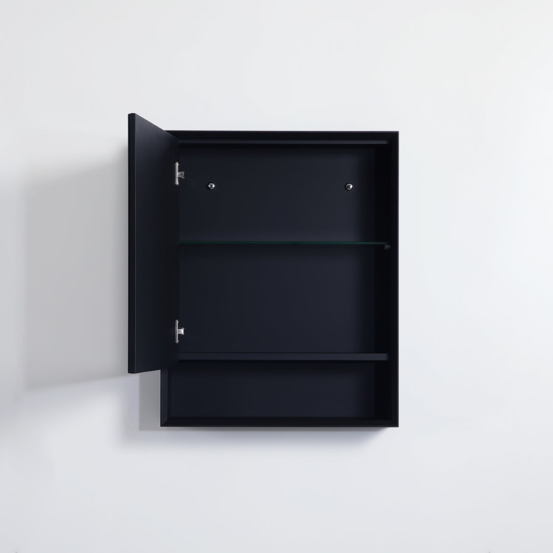 POSEIDON PETRA MATTE BLACK SHAVING CABINET 600X750MM
