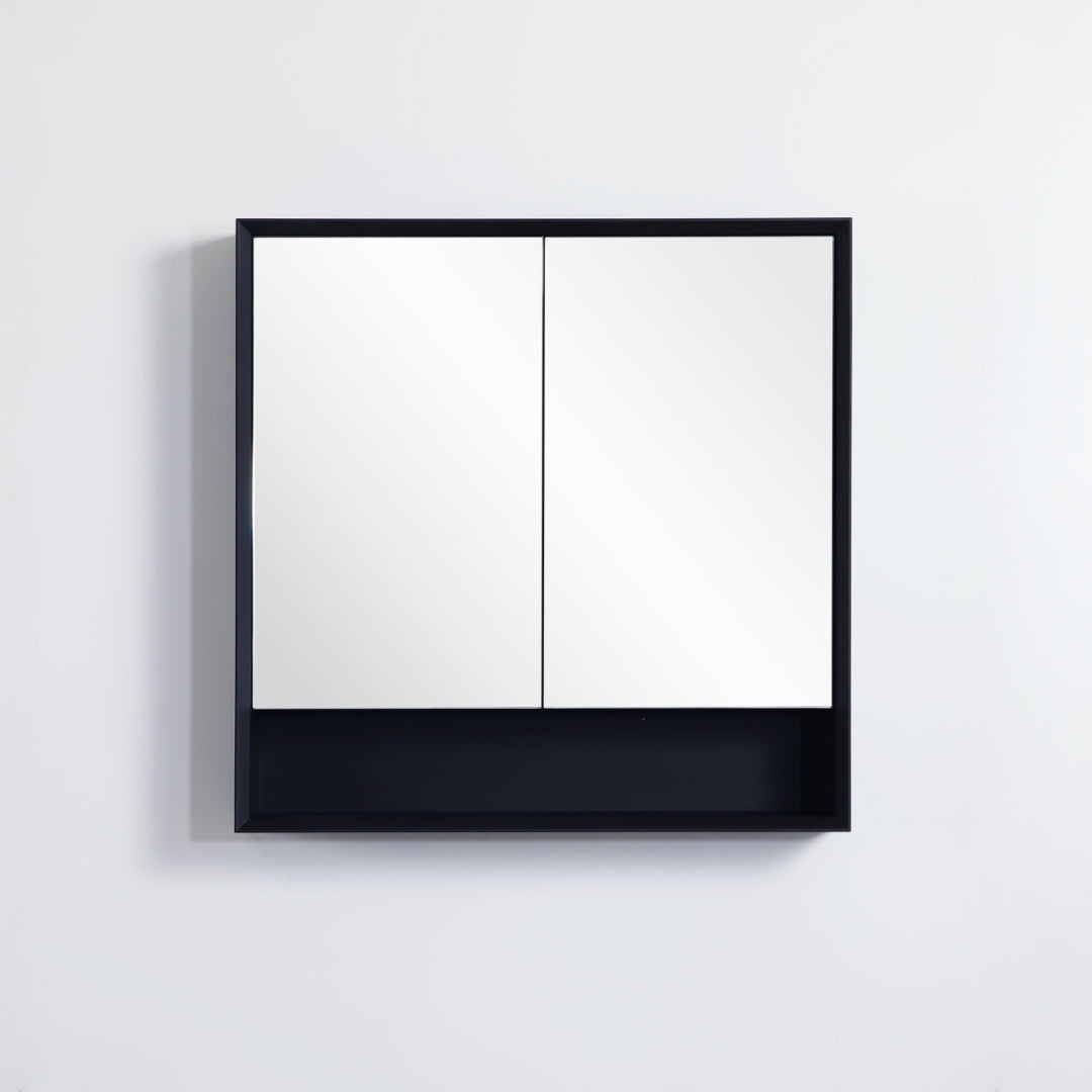 POSEIDON PETRA MATTE BLACK SHAVING CABINET 750X750MM