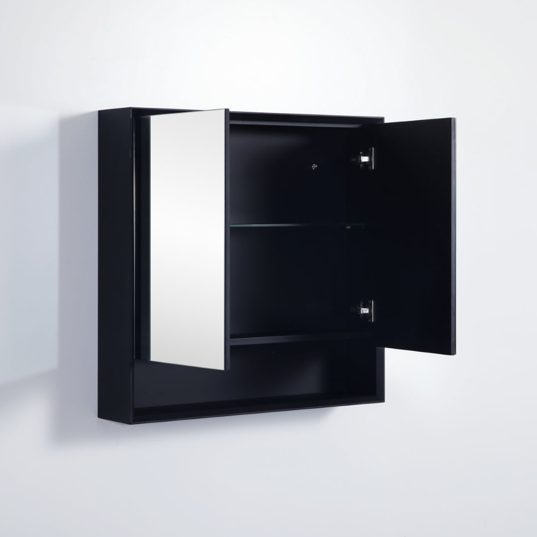 POSEIDON PETRA MATTE BLACK SHAVING CABINET 750X750MM
