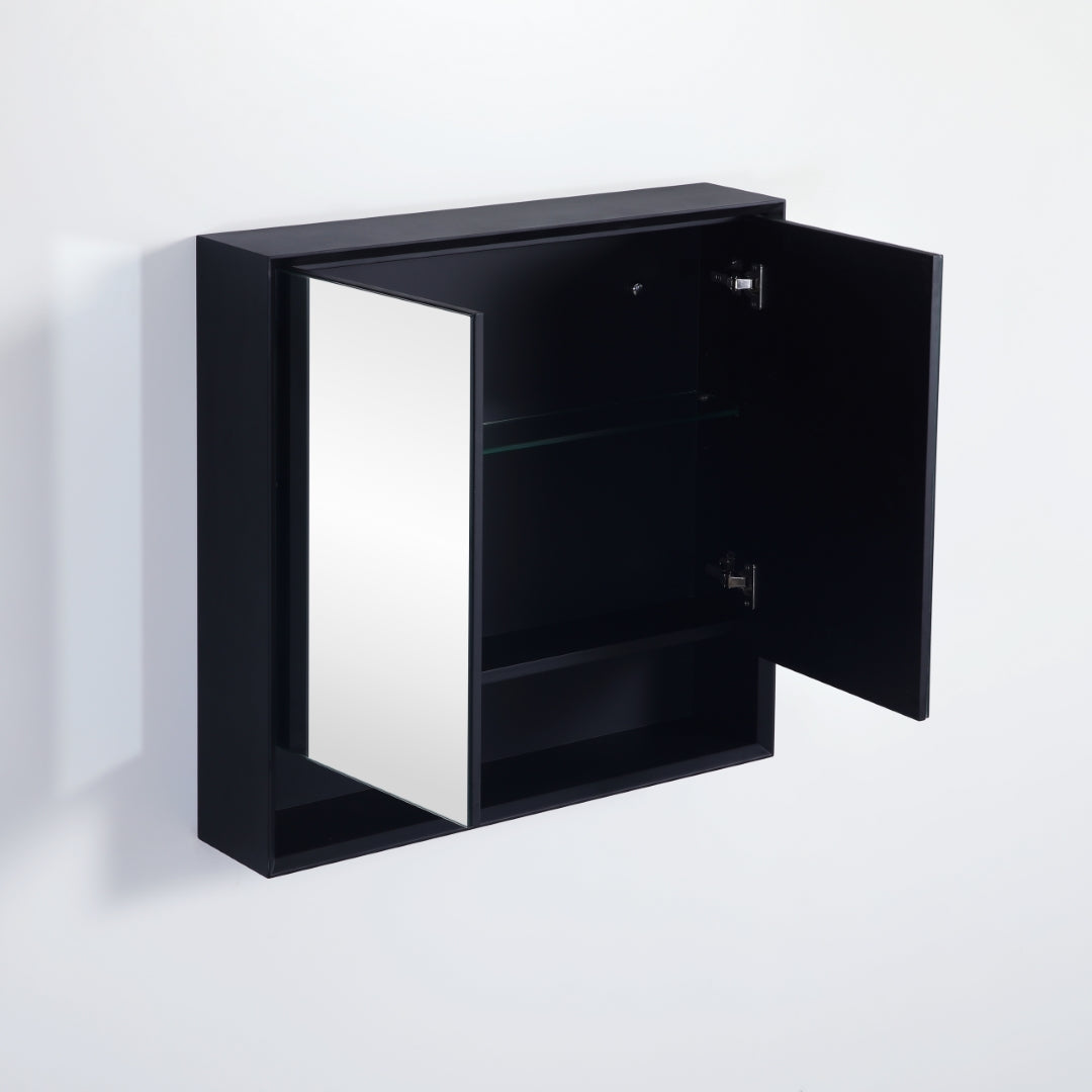 POSEIDON PETRA MATTE BLACK SHAVING CABINET 750X750MM