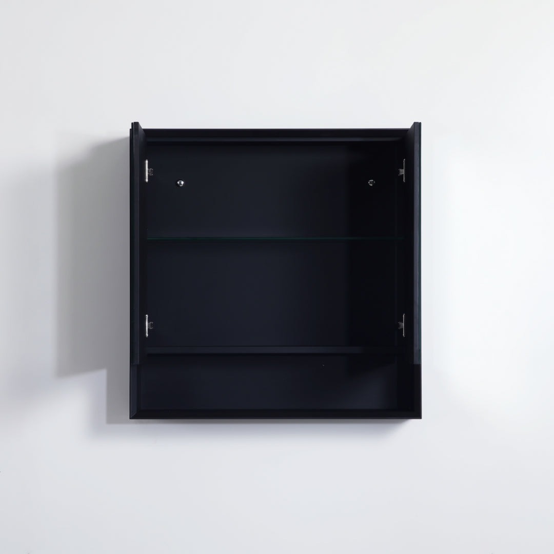 POSEIDON PETRA MATTE BLACK SHAVING CABINET 750X750MM