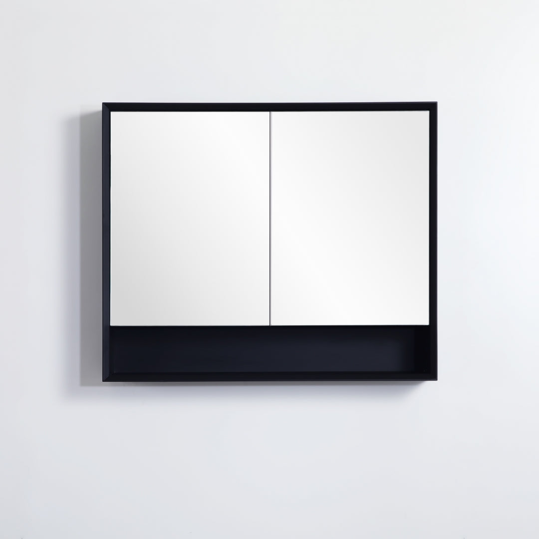 POSEIDON PETRA MATTE BLACK SHAVING CABINET 900X750MM