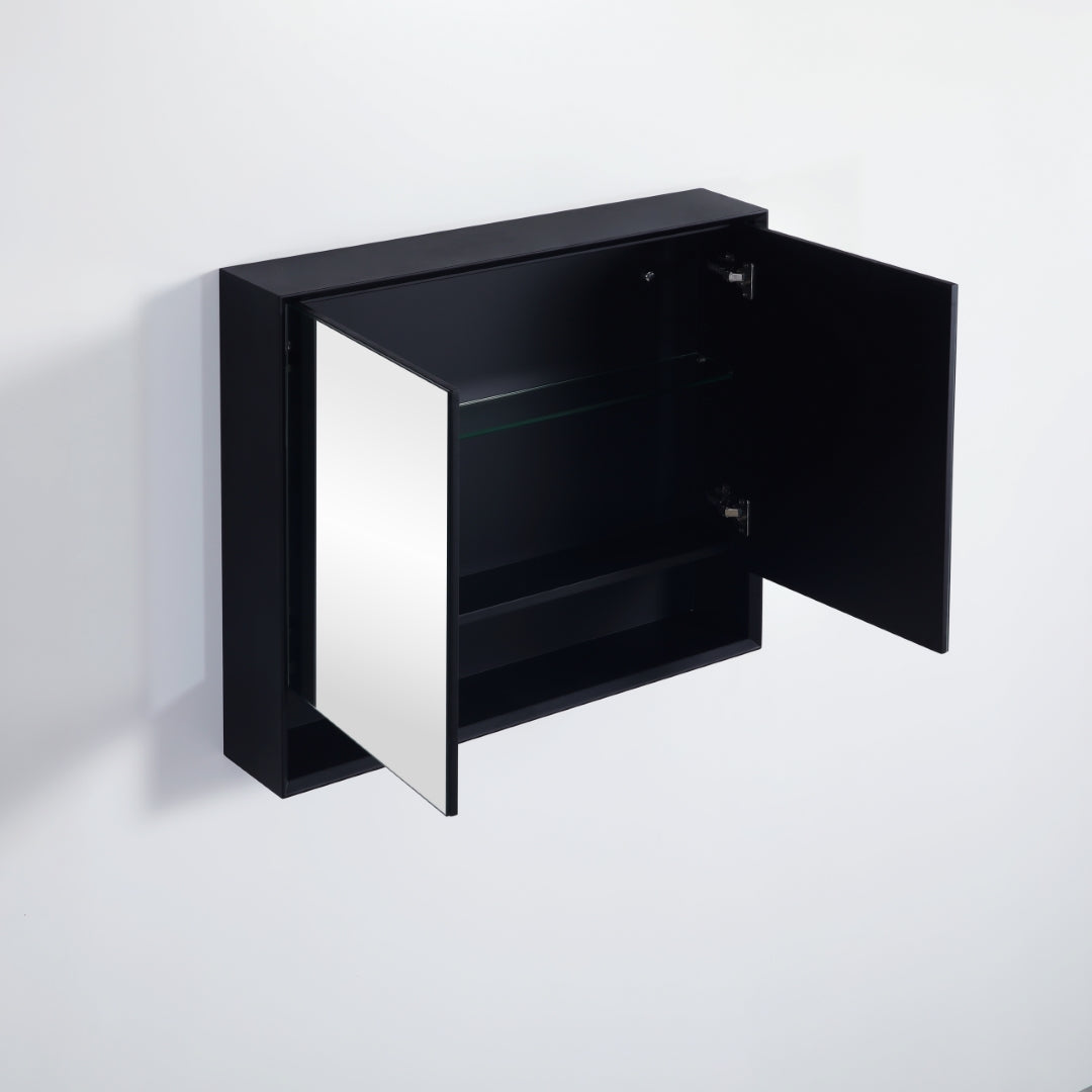 POSEIDON PETRA MATTE BLACK SHAVING CABINET 900X750MM