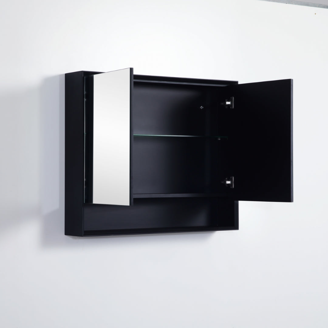 POSEIDON PETRA MATTE BLACK SHAVING CABINET 900X750MM