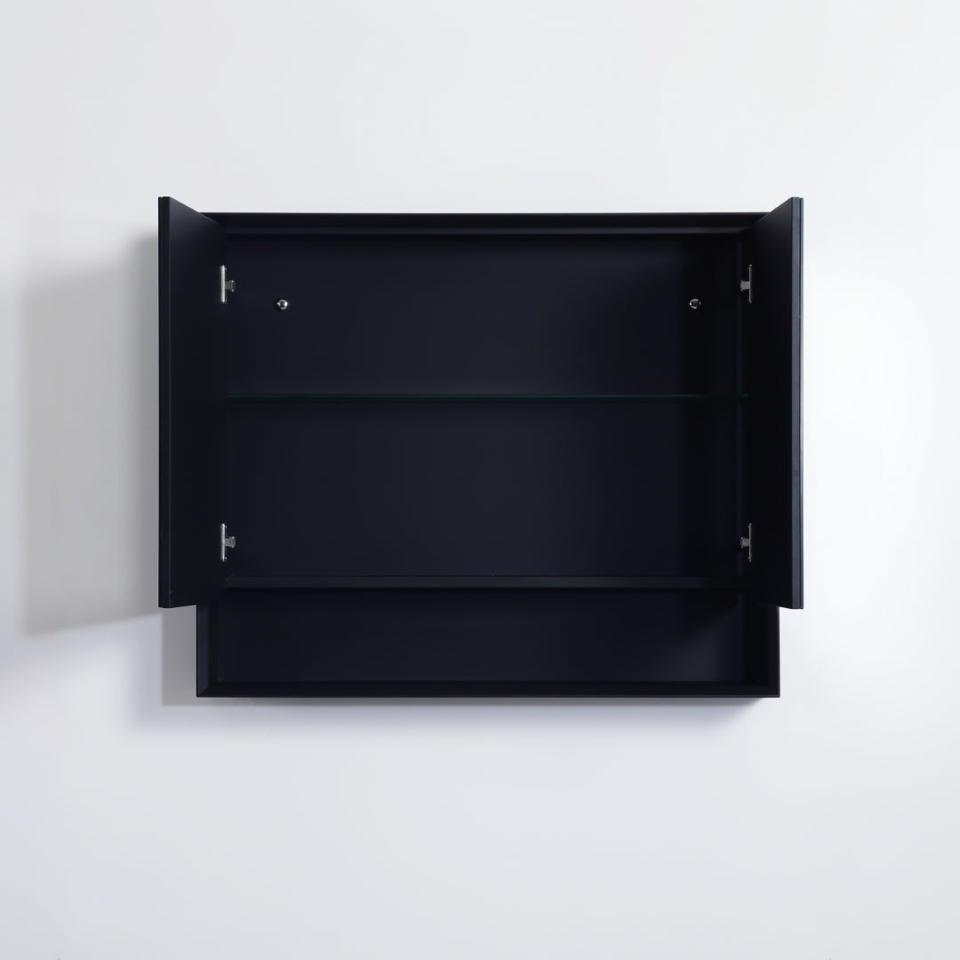 POSEIDON PETRA MATTE BLACK SHAVING CABINET 900X750MM