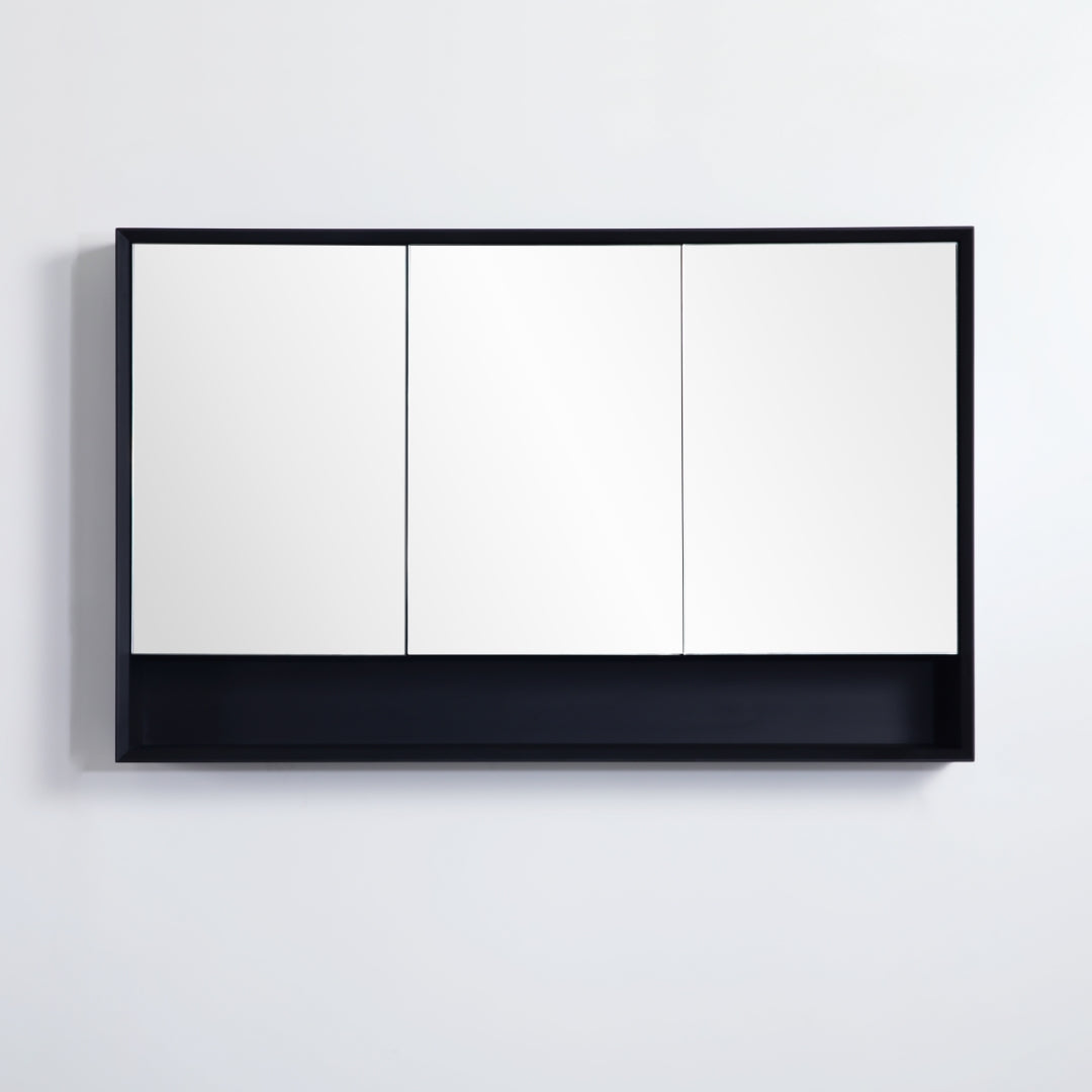 POSEIDON PETRA MATTE BLACK SHAVING CABINET 1200X750MM