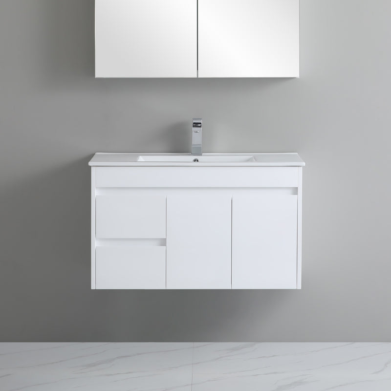 POSEIDON PWH SPACE SAVING WALL HUNG VANITY WHITE 900MM
