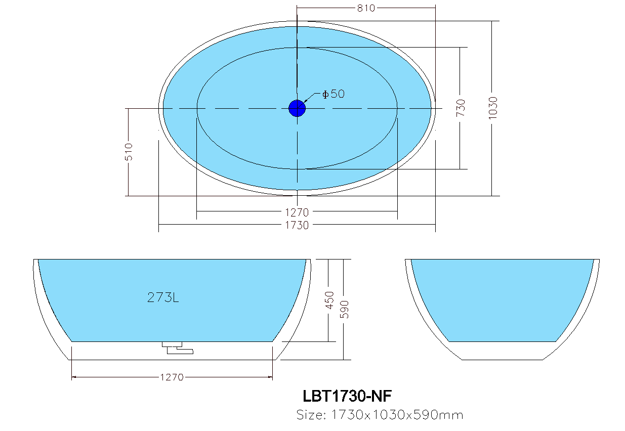 POSEIDON LUCIA FREE STANDING BATH GLOSS WHITE 1800MM