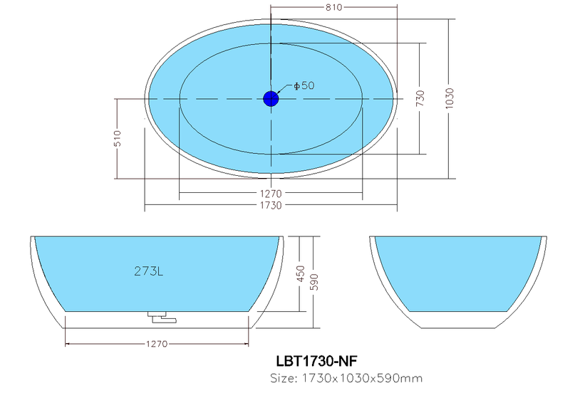 POSEIDON LUCIA FREE STANDING BATH GLOSS WHITE 1800MM