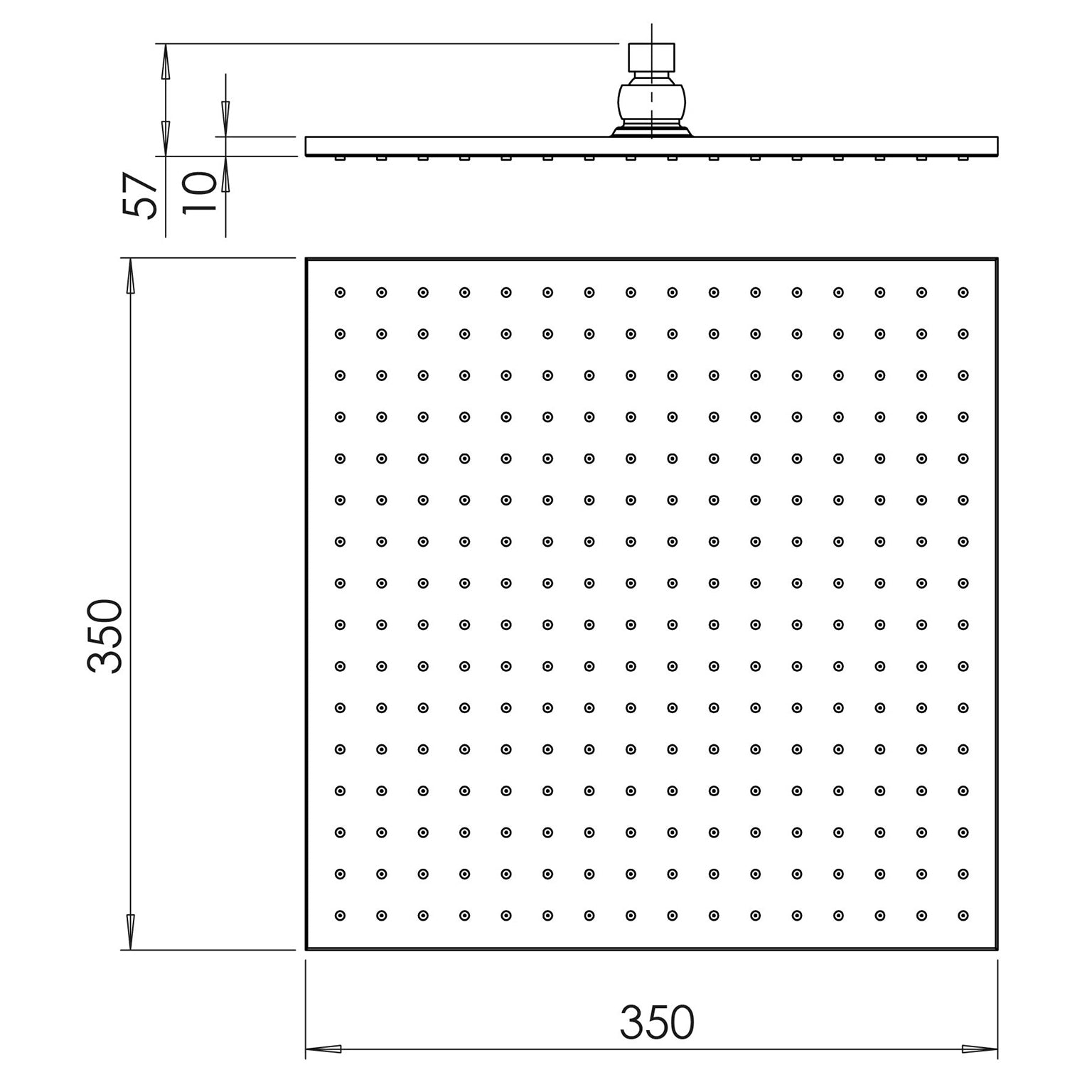 PHOENIX LEXI SHOWER ROSE SQUARE CHROME 350MM