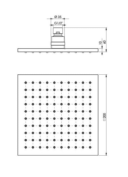 PHOENIX LEXI SHOWER ROSE SQUARE CHROME 200MM