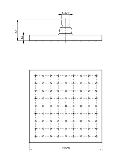 PHOENIX LEXI SHOWER ROSE SQUARE 200MM MATTE BLACK