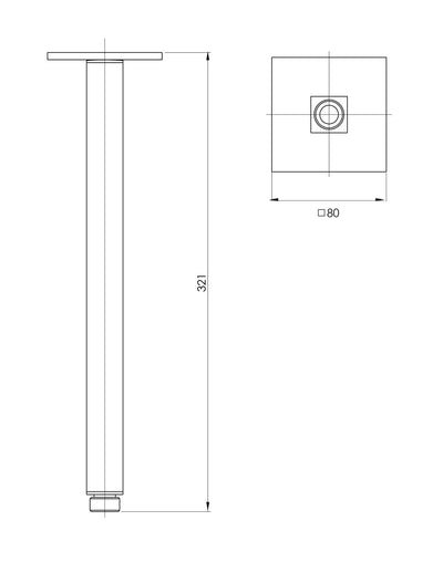 PHOENIX LEXI CEILING ARM 300MM CHROME