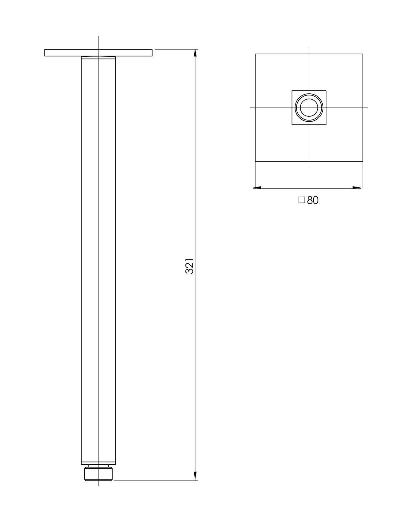 PHOENIX LEXI CEILING ARM 321MM MATTE BLACK