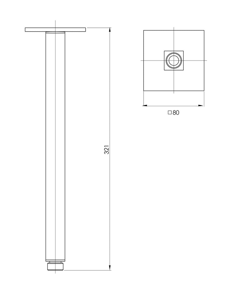PHOENIX LEXI CEILING ARM MATTE BLACK 321MM
