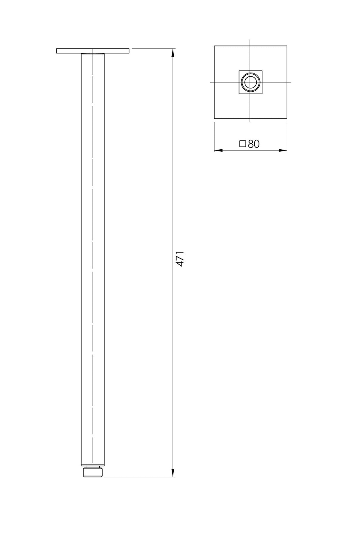 PHOENIX LEXI CEILING ARM BRUSHED NICKEL 450MM