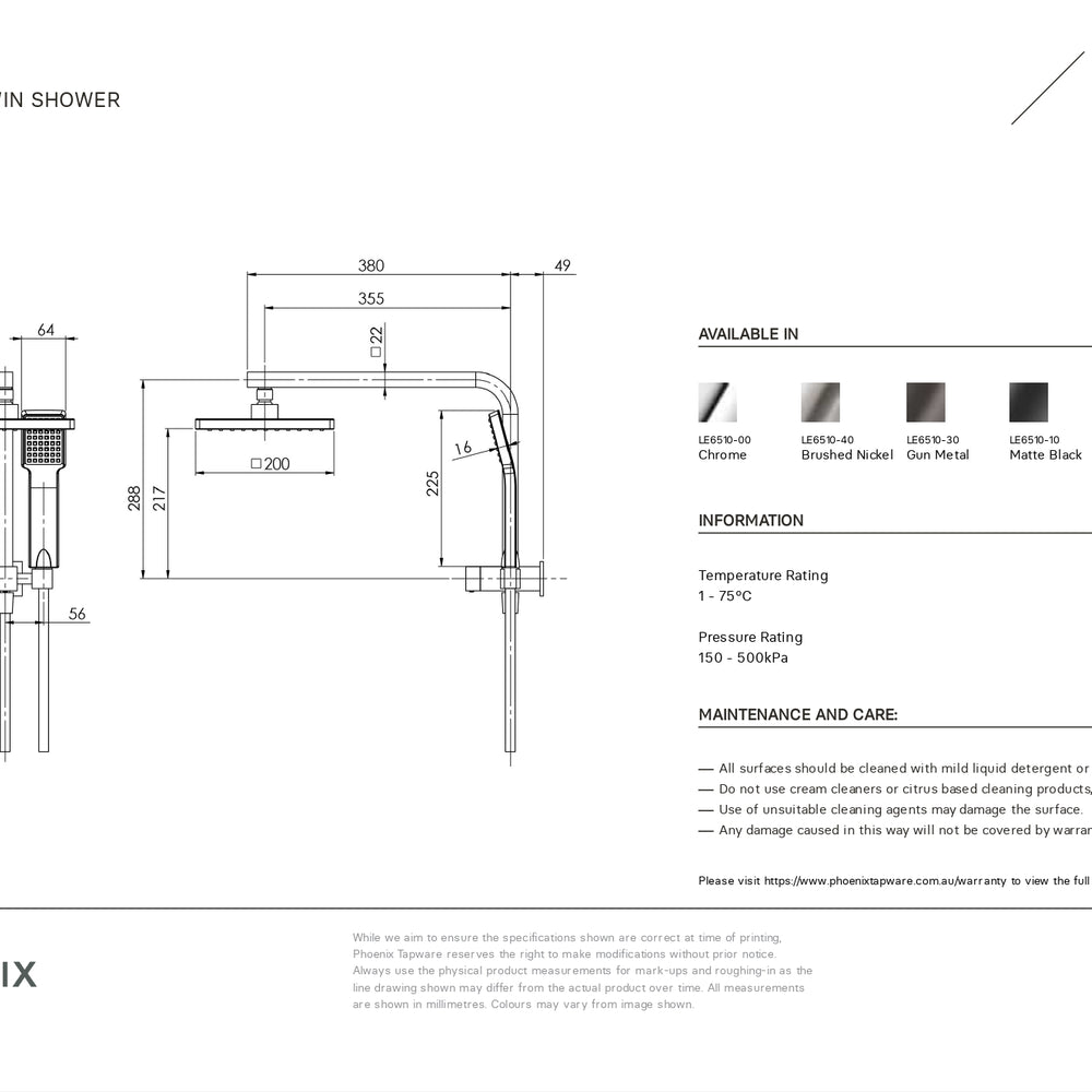 PHOENIX LEXI COMPACT TWIN SHOWER CHROME