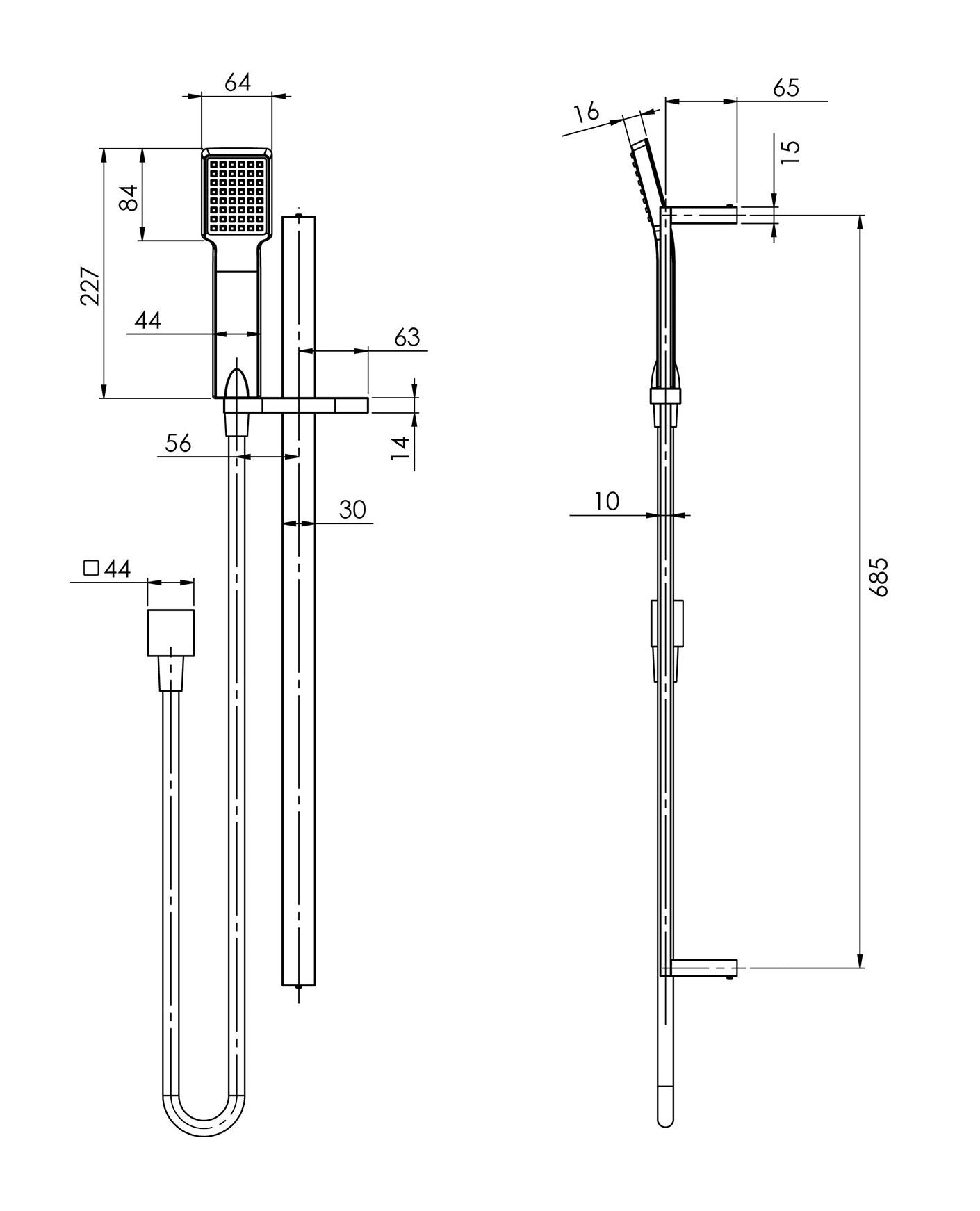 PHOENIX LEXI DELUXE RAIL SHOWER MATTE BLACK