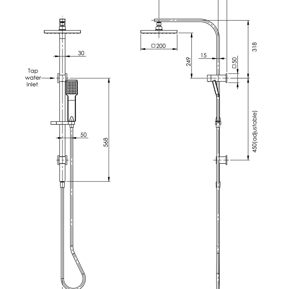PHOENIX LEXI TWIN SHOWER MATTE BLACK