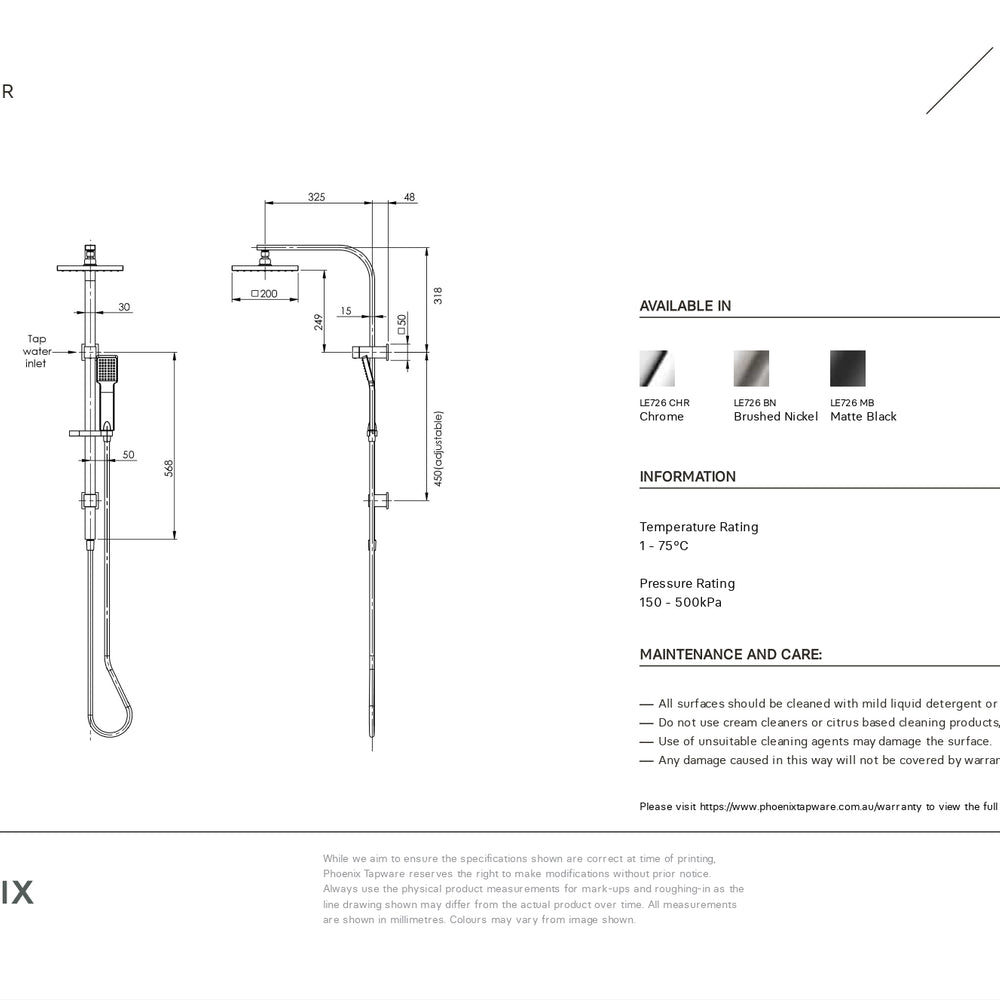PHOENIX LEXI TWIN SHOWER MATTE BLACK