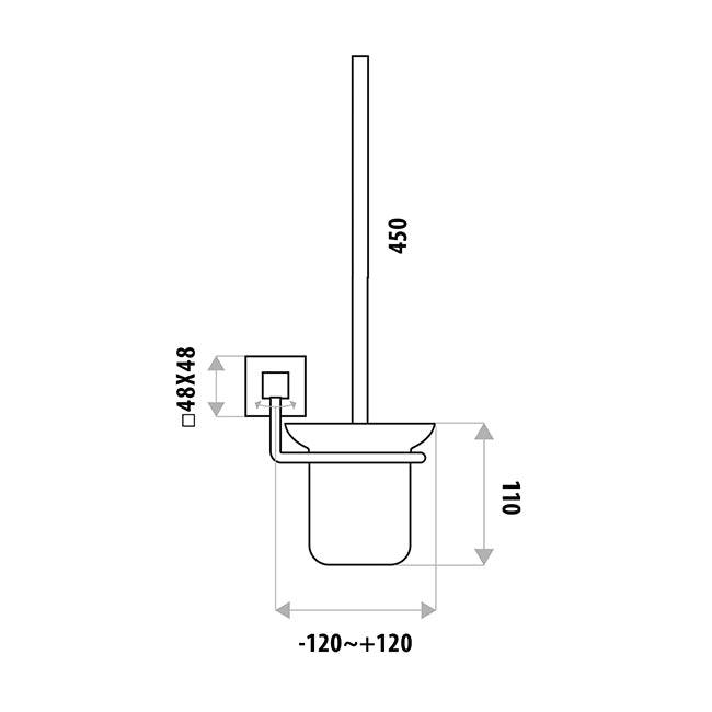 LINKWARE LOUI TOILET PAN SQUARE BRUSH AND HOLDER CHROME