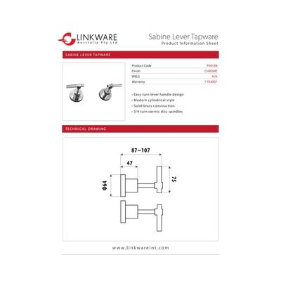 LINKWARE SABINE LEVER WALL TOP ASSEMBLY CHROME