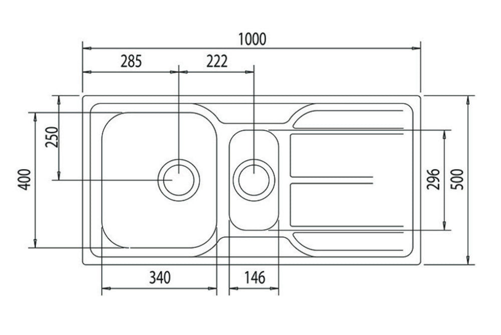 LINSOL MAREA 24L AND 7L TRAY SINK STAINLESS STEEL 1000MM