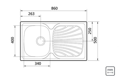 LINSOL PRIME 21L SINK AND TRAY STAINLESS STEEL 860MM