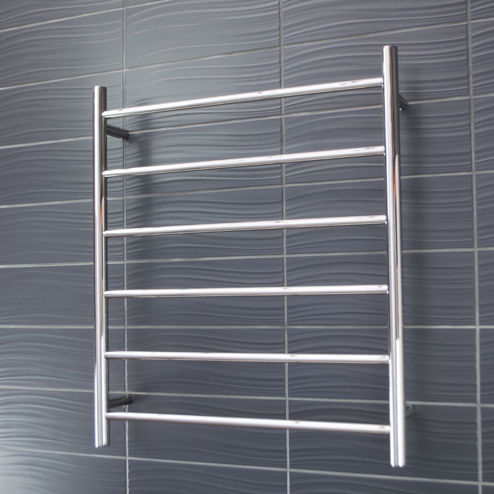 RADIANT HEATING 6-BARS ROUND NON-HEATED TOWEL RAIL CHROME 600MM