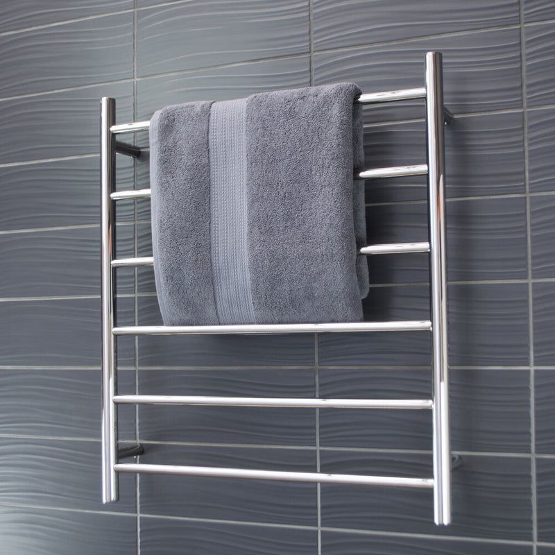 RADIANT HEATING 6-BARS ROUND NON-HEATED TOWEL RAIL CHROME 600MM