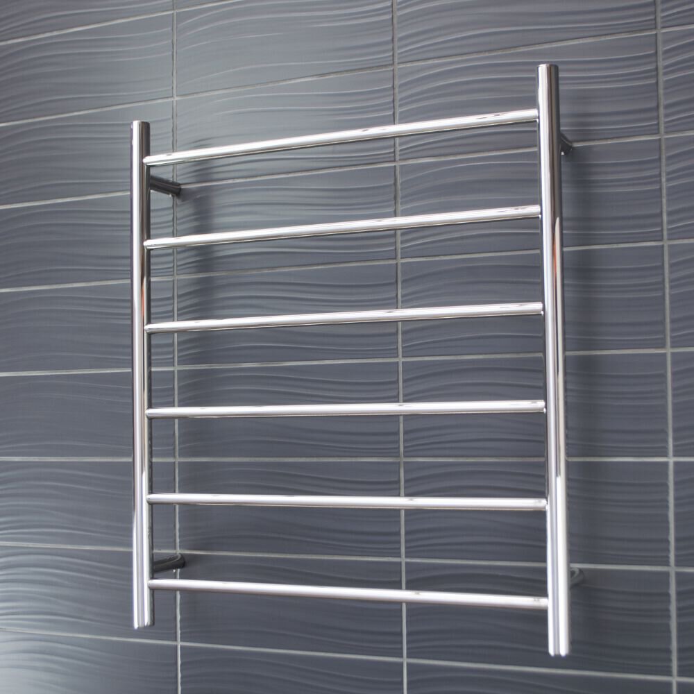 RADIANT HEATING 6-BARS ROUND NON-HEATED TOWEL RAIL CHROME 700MM