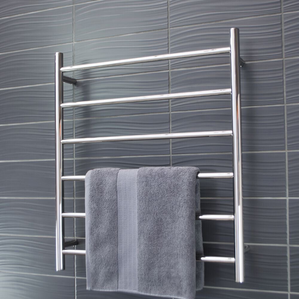 RADIANT HEATING 6-BARS ROUND NON-HEATED TOWEL RAIL CHROME 700MM